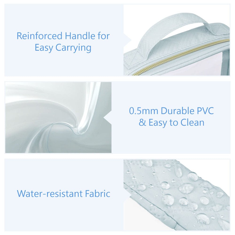 PACKISM bag with a sturdy handle suitable for hanging in hotel bathrooms.