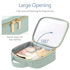 Packism bag with handle for effortless carrying and hanging in hotel bathrooms.