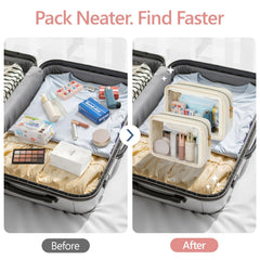 PACKISM bag in a car console keeps sunglasses and cords tidy during drives.
