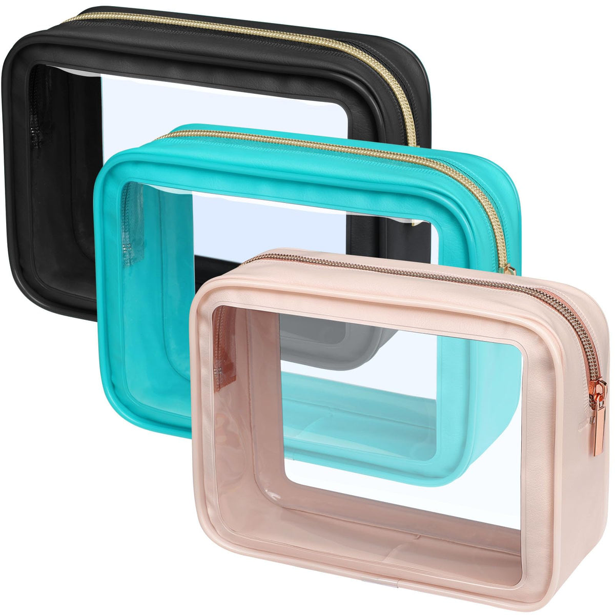 PACKISM Clear Makeup Bag front view, compact and travel-ready for quick checks.