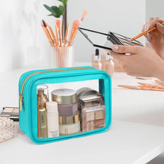 PACKISM Clear Makeup Bag quart size aids travel bottles and cosmetics storage.