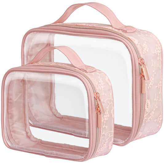 Packism floral lace medium toiletry bag open for organized packing