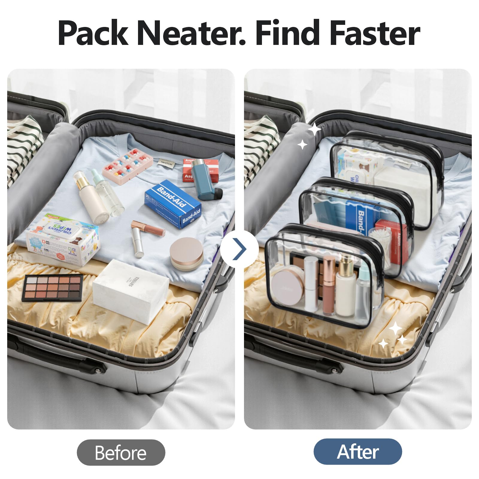 PACKISM bags help organize cosmetics and small tech accessories on the go