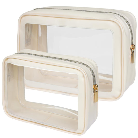 PACKISM large clear makeup bag front view, ideal for travel organization.