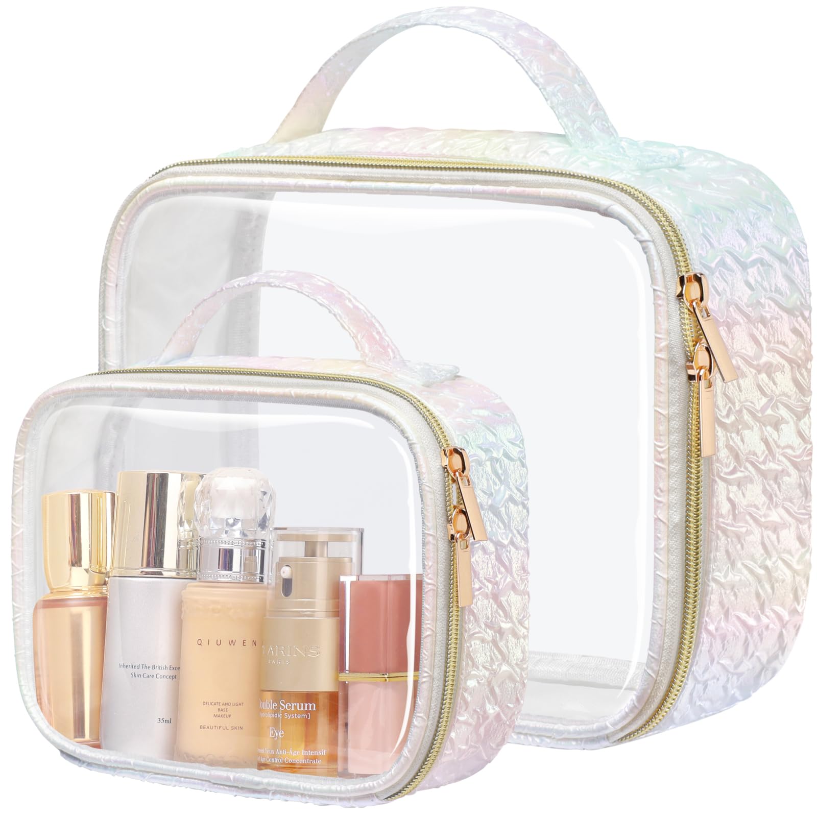 Packism stylish TSA bag set with ruched texture for elegant travel organization