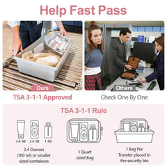 Packism large clear bag provides roomy storage for full-size toiletries in luggage.