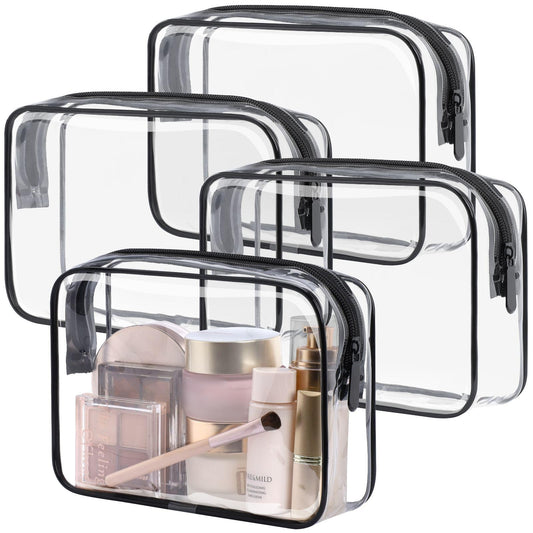 PACKISM TSA-approved clear toiletry bag front view, compact quart size for quick security screening.