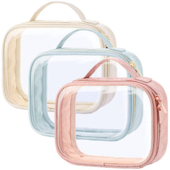 PACKISM TSA-approved clear toiletry bag set with three medium pouches for security.