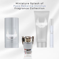 Paco Rabanne Invictus mini splash label, recognizable branding and premium feel.