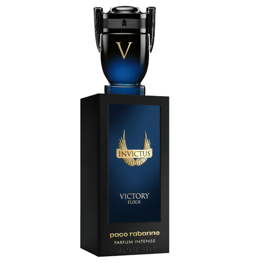 Pako Rabanne Invictus Victory Elixir Intense bottle with trophy-inspired design, bold presence for evenings.