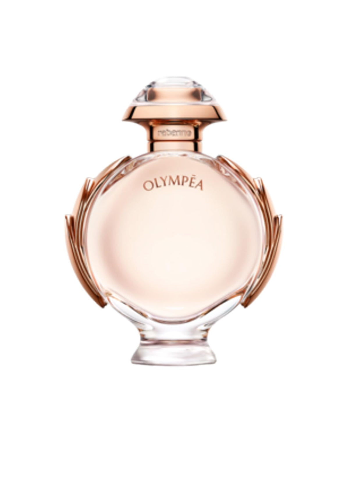 Paco Rabanne Olympéa bottle in rose glass, long-lasting amber-floral impression.