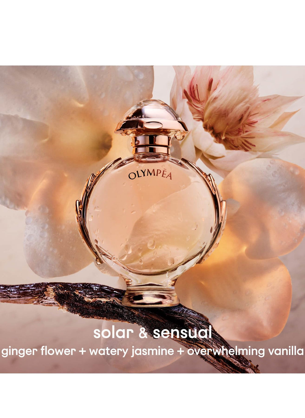 Paco Rabanne Olympéa salt-vanilla accord close-up, ideal for evening wear.