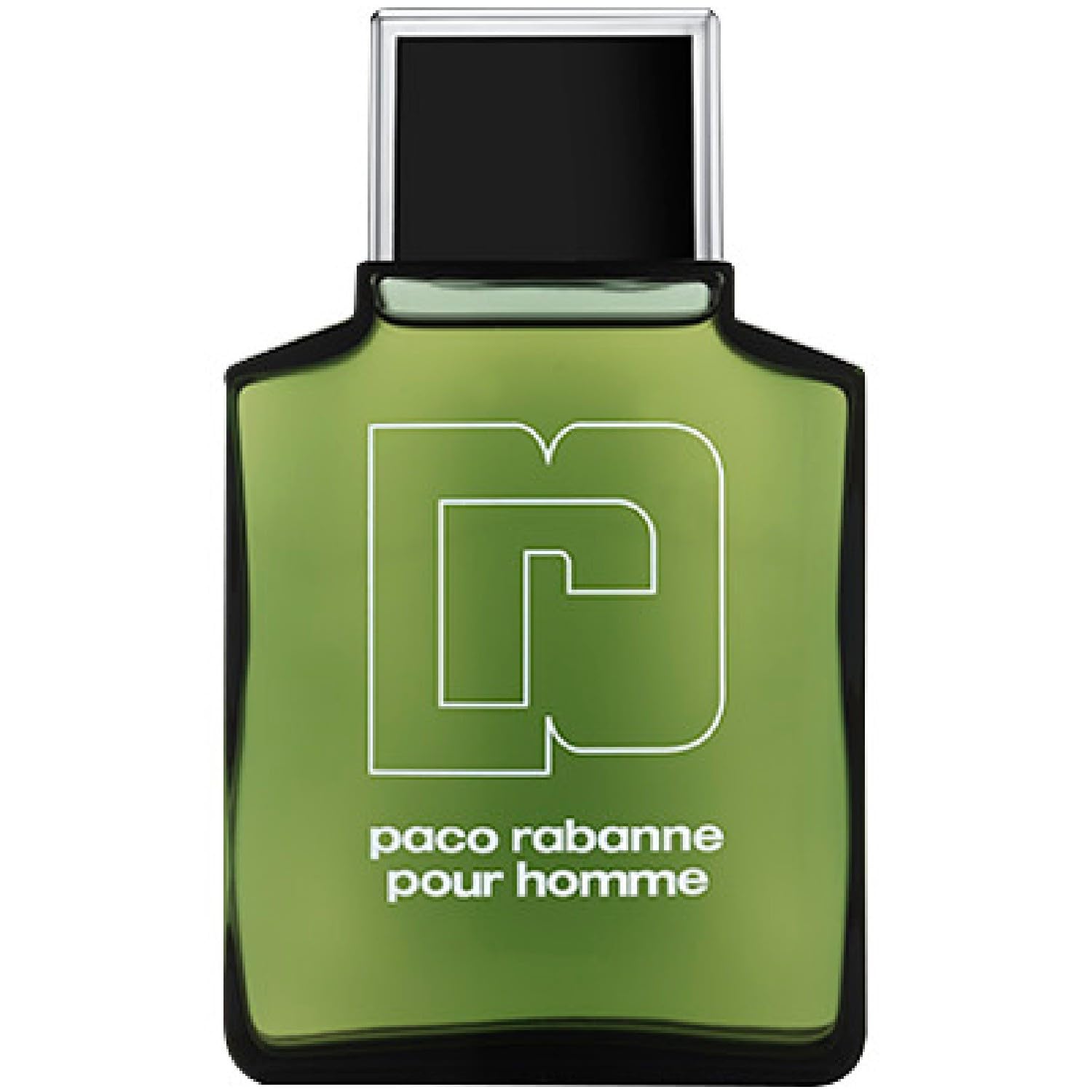 Paco Rabanne Pour Homme green glass bottle, classic masculine scent with long-lasting appeal