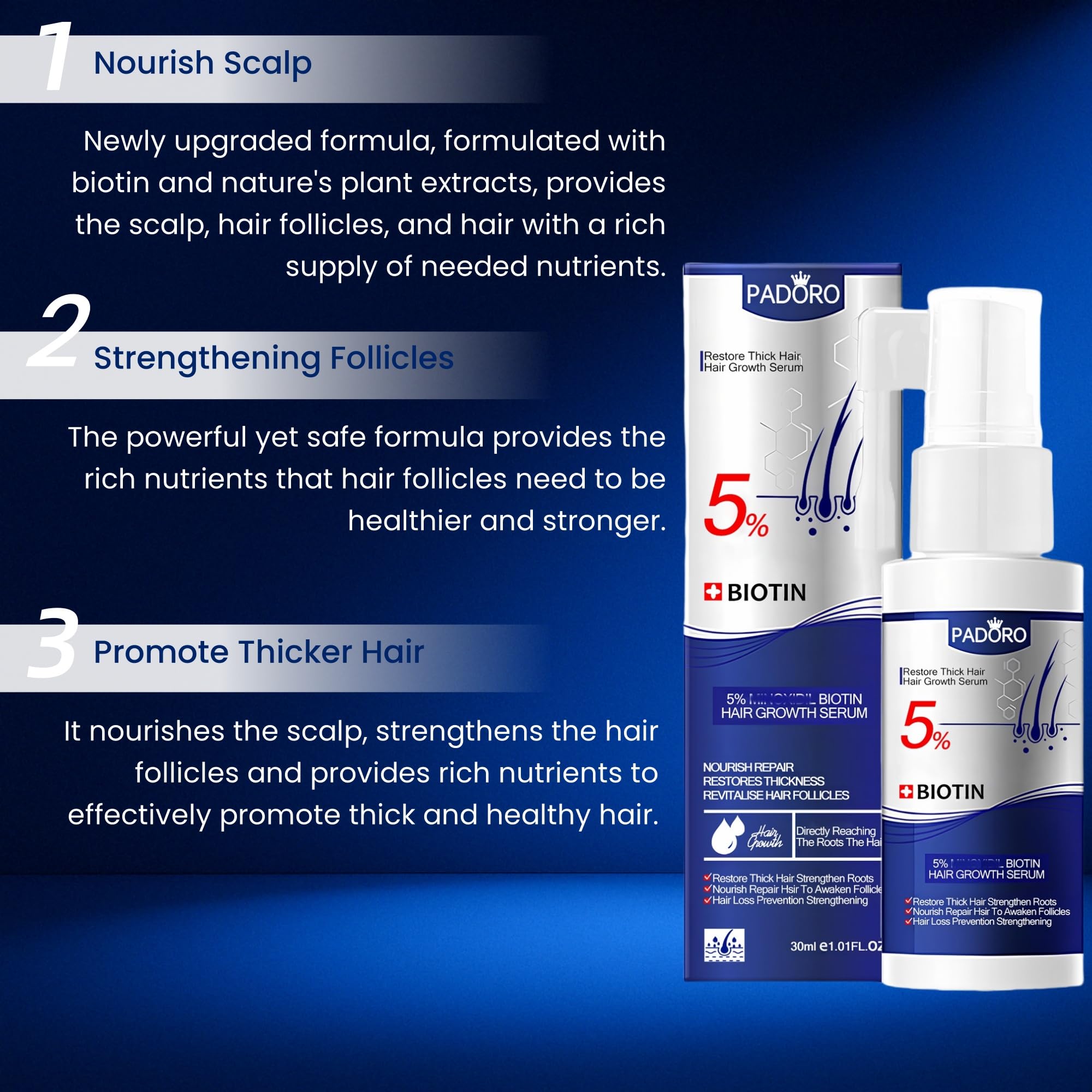 Padoro close-up dropper dispensing serum texture for easy absorption