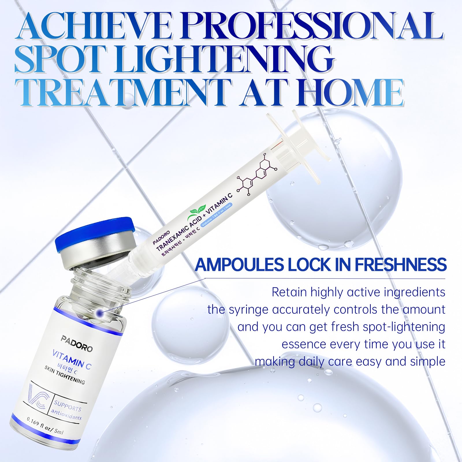 Padoro moisturizing firming serum dropper close-up for hydration and firmness