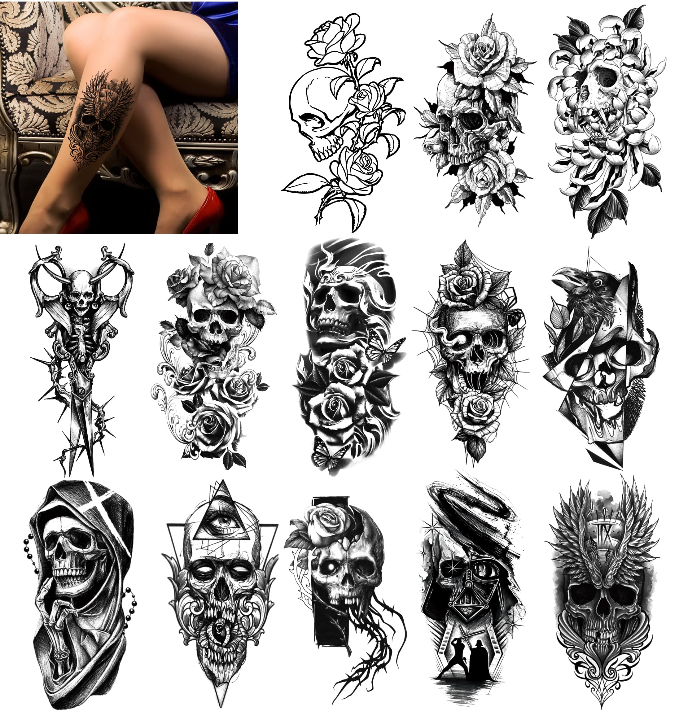 PADOUN Halloween tattoo 15-sheets pack for versatile designs