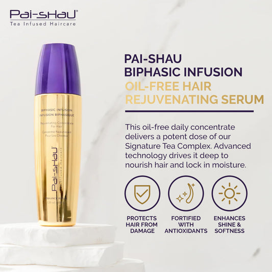Pai-Shau Biphasic Infusion oil-free concentrate provides daily nourishment with no greasy residue.