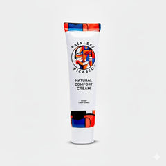 Painless Picasso plant-based skin prep cream jar shows smooth, even application before treatments.