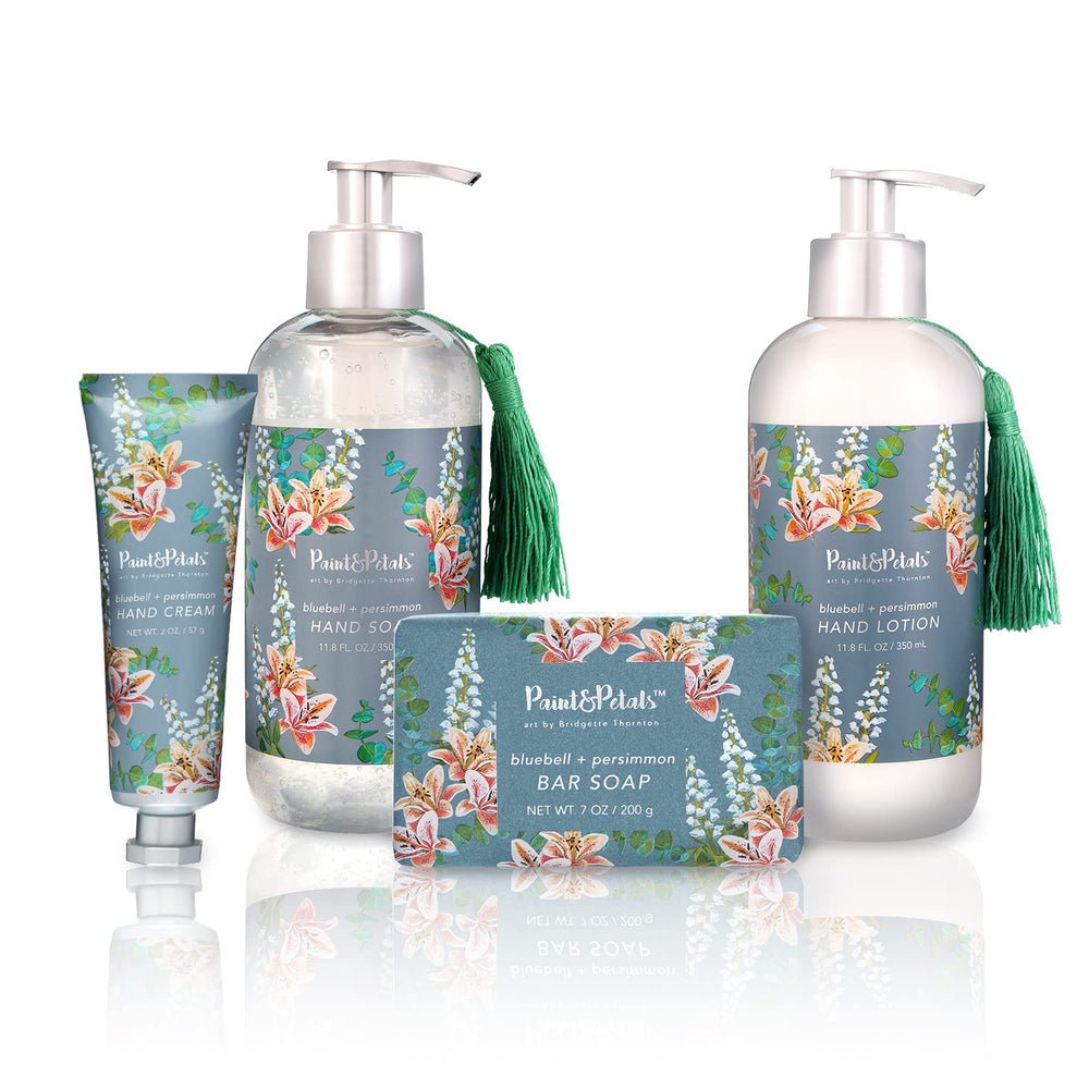 PAINT & PETALS Bluebell Persimmon lotion dispense highlights convenient moisture