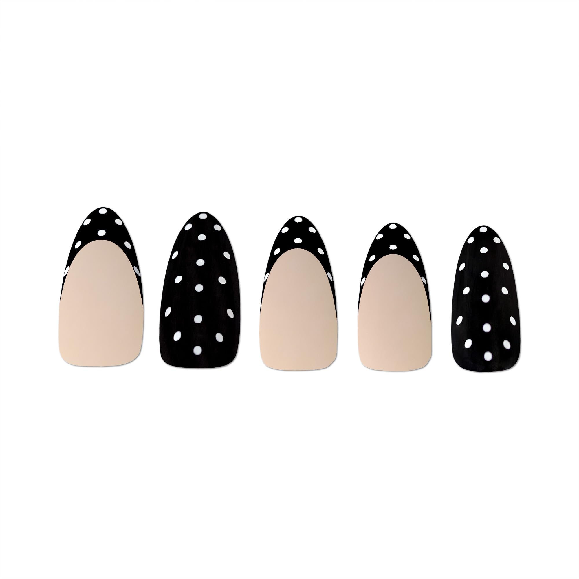 PaintLab Polka Dot Couture nails with glue in use for quick at-home styling