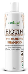 Paisle Botanics volumizing biotin shampoo bottle pouring for fuller-looking hair