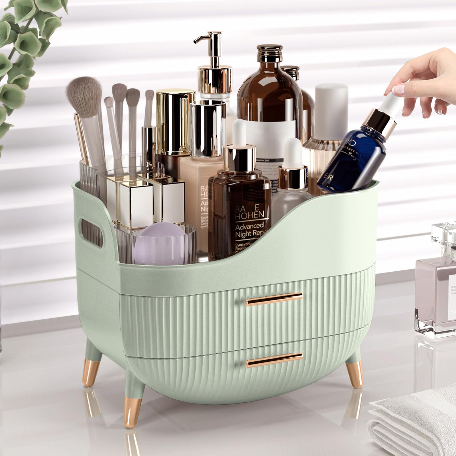 Pajiriona organizer nonslip base keeps items stable on countertops.