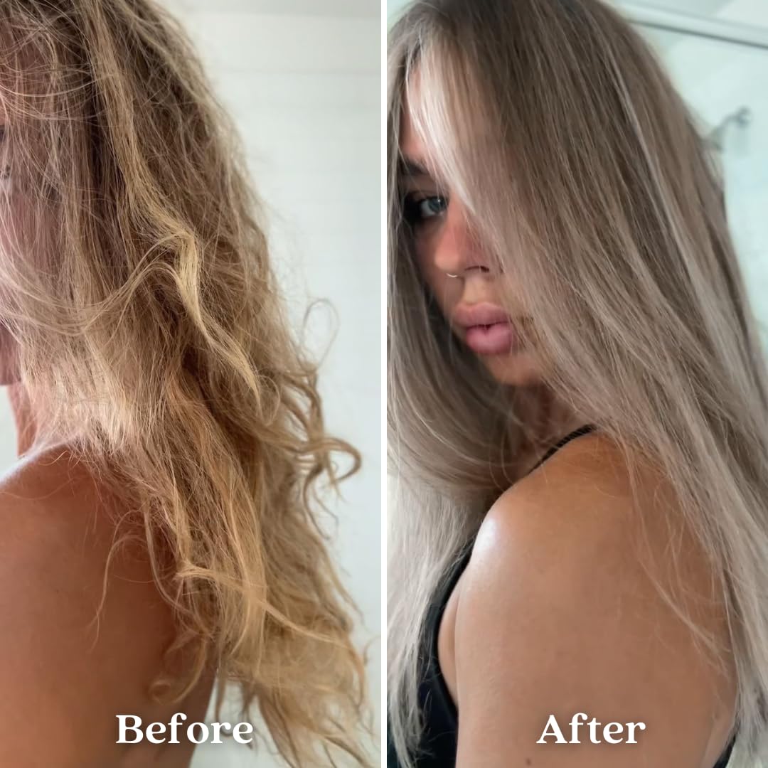 Pallure Blonde Toner Conditioner closeup highlights violet pigment in action