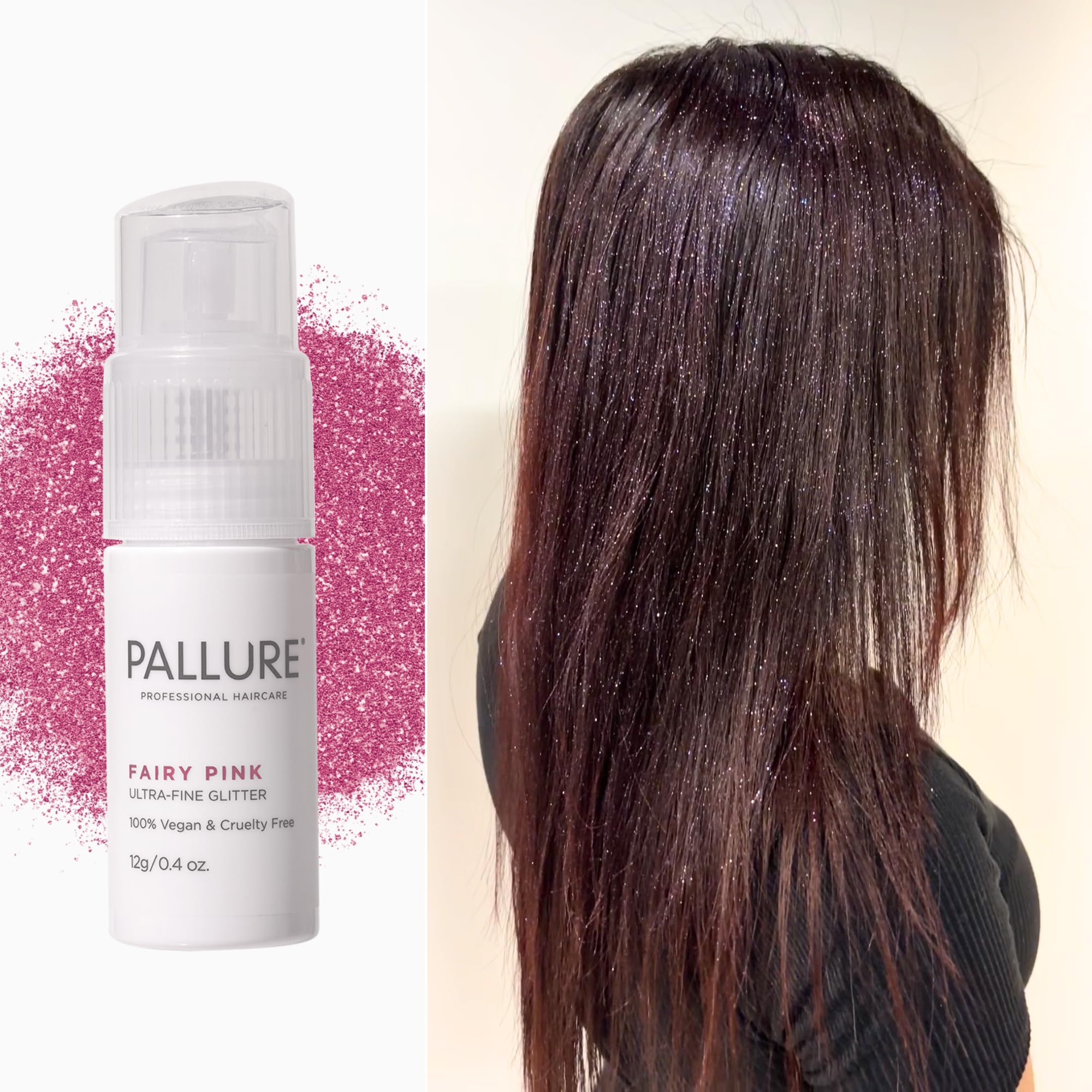 Pallure Ultra-Fine Hair Glitter on braid and waves adds festive sparkle for day-long charm.