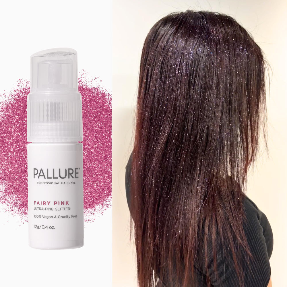 Pallure Ultra-Fine Hair Glitter on braid and waves adds festive sparkle for day-long charm.