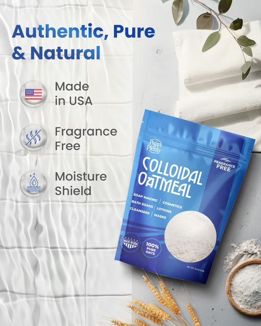 Palm and Plenty unscented oatmeal bath powder, fragrance-free for sensitive skin