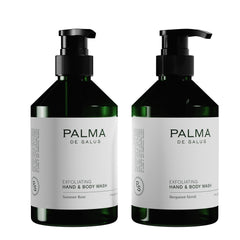 Palma de Salus 100% PCR bottle packaging highlights eco-friendly design.