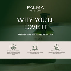 Palma de Salus Exfoliating Wash recyclable packaging reduces plastic waste.