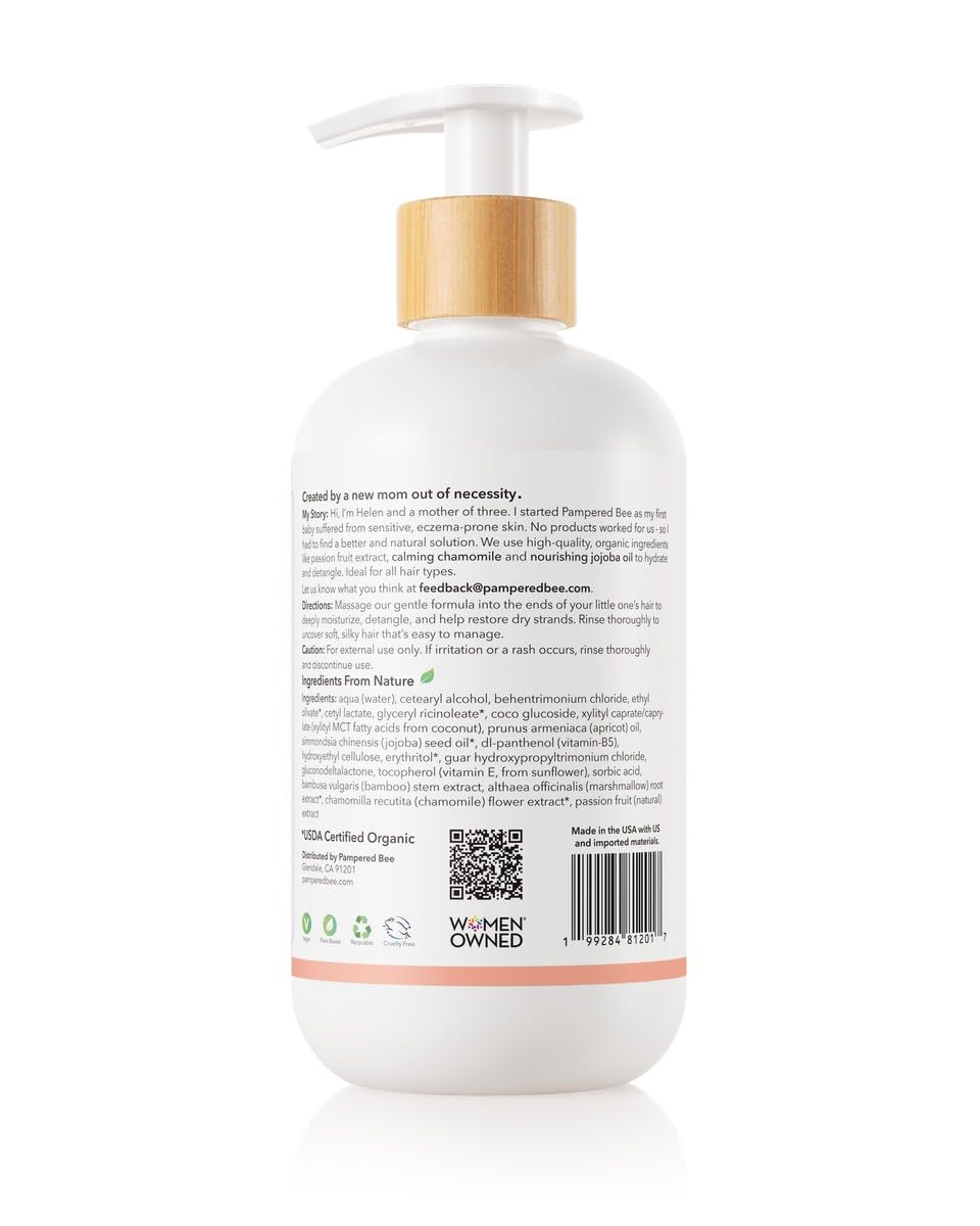 Pampered Bee natural conditioner dispensing pump for easy, mess-free hydration.