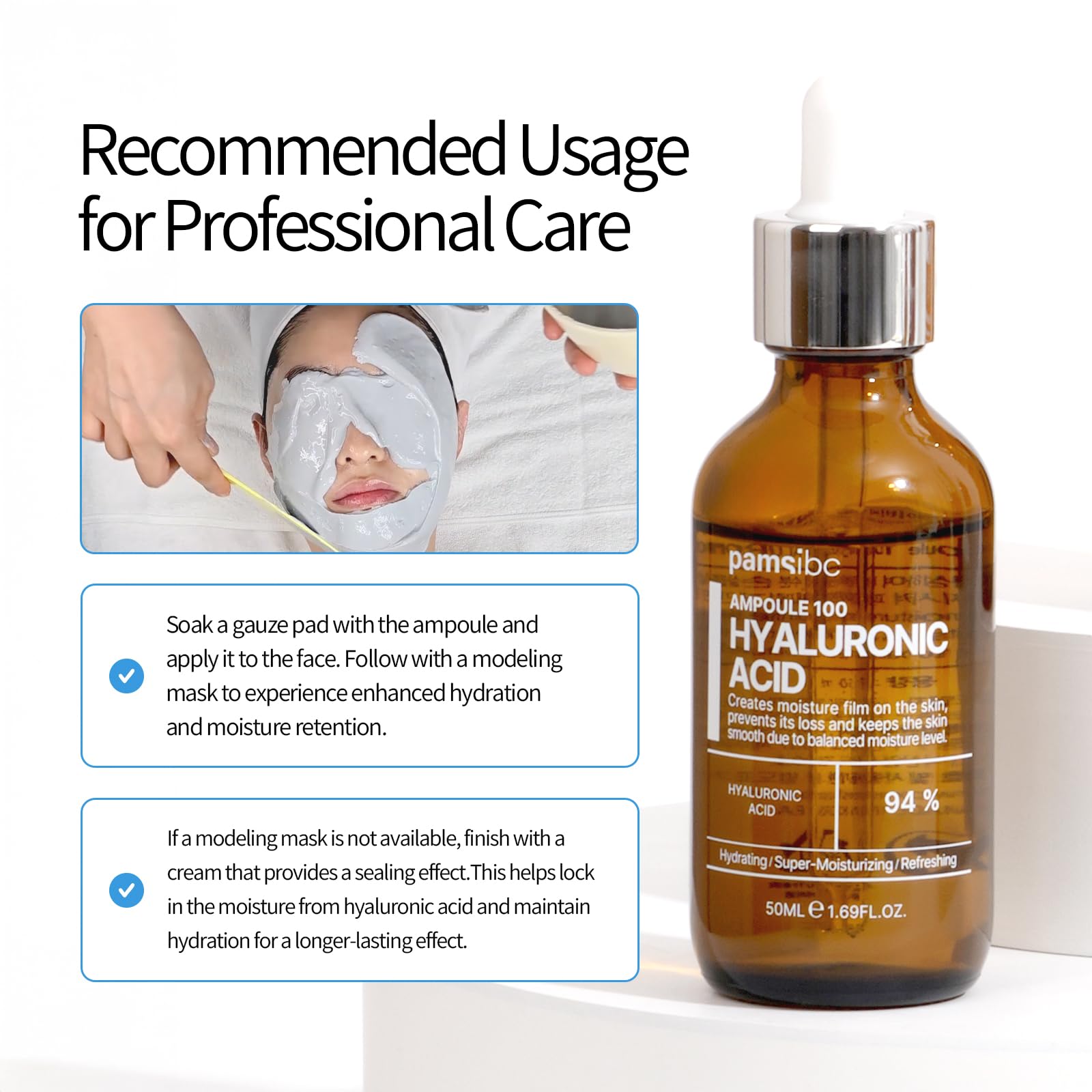 PAMSIBC PAMS IBC Ampoule used in modeling masks for moisturized skin