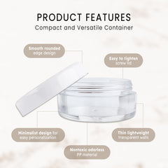 pana beauticom 5ml round jar clear for creams and balms, durable and reuseable