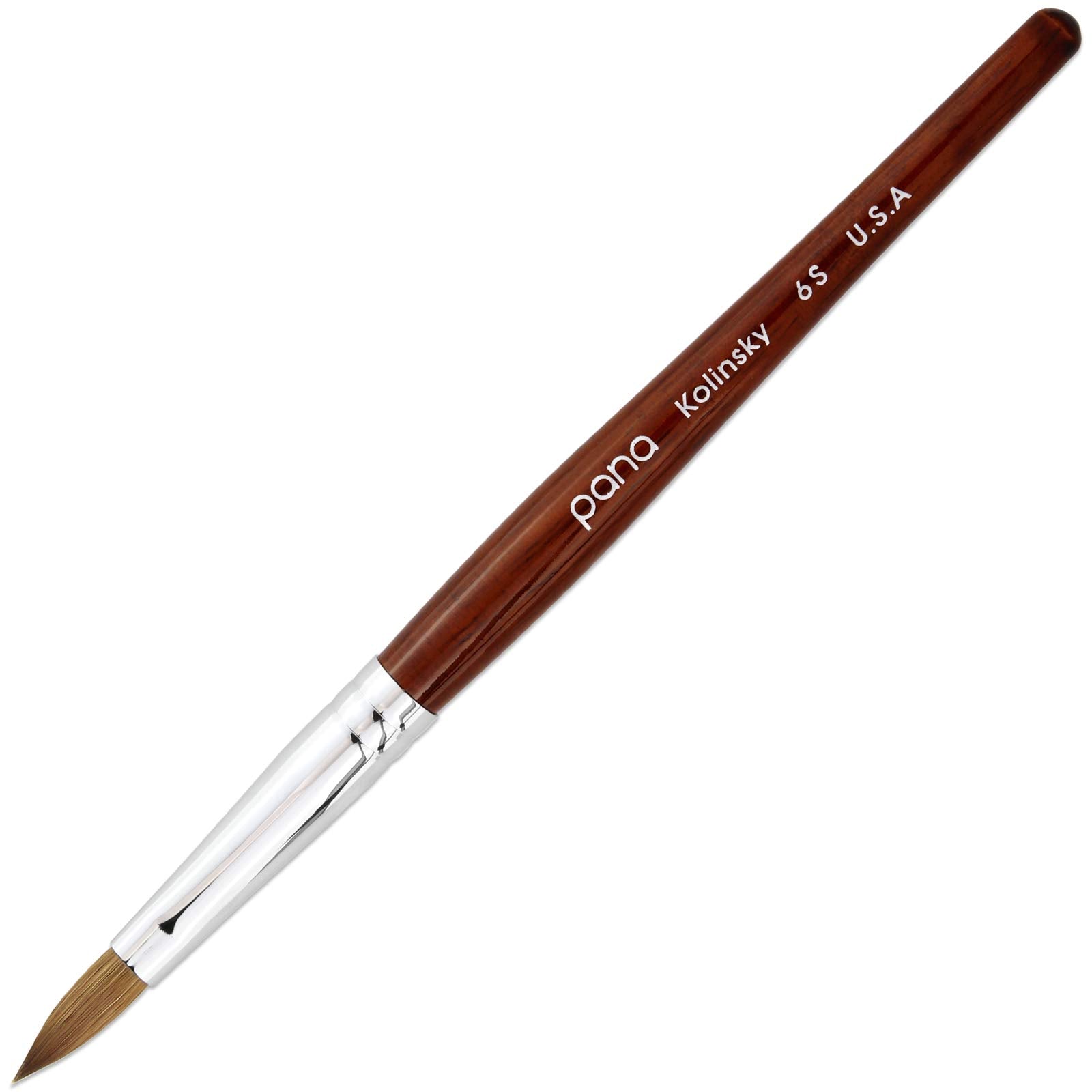 PANA Pure Kolinsky bristle oval crimped brush size six for precise acrylic application.