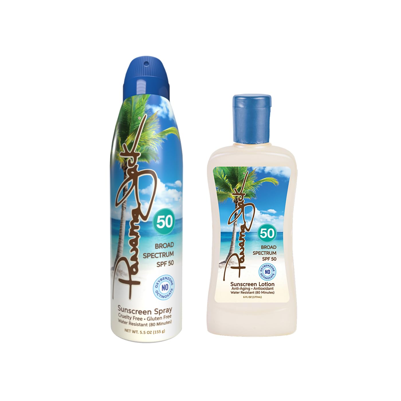 Panama Jack 50-50 Duo lotion bottle providing SPF 50 protection and moisture