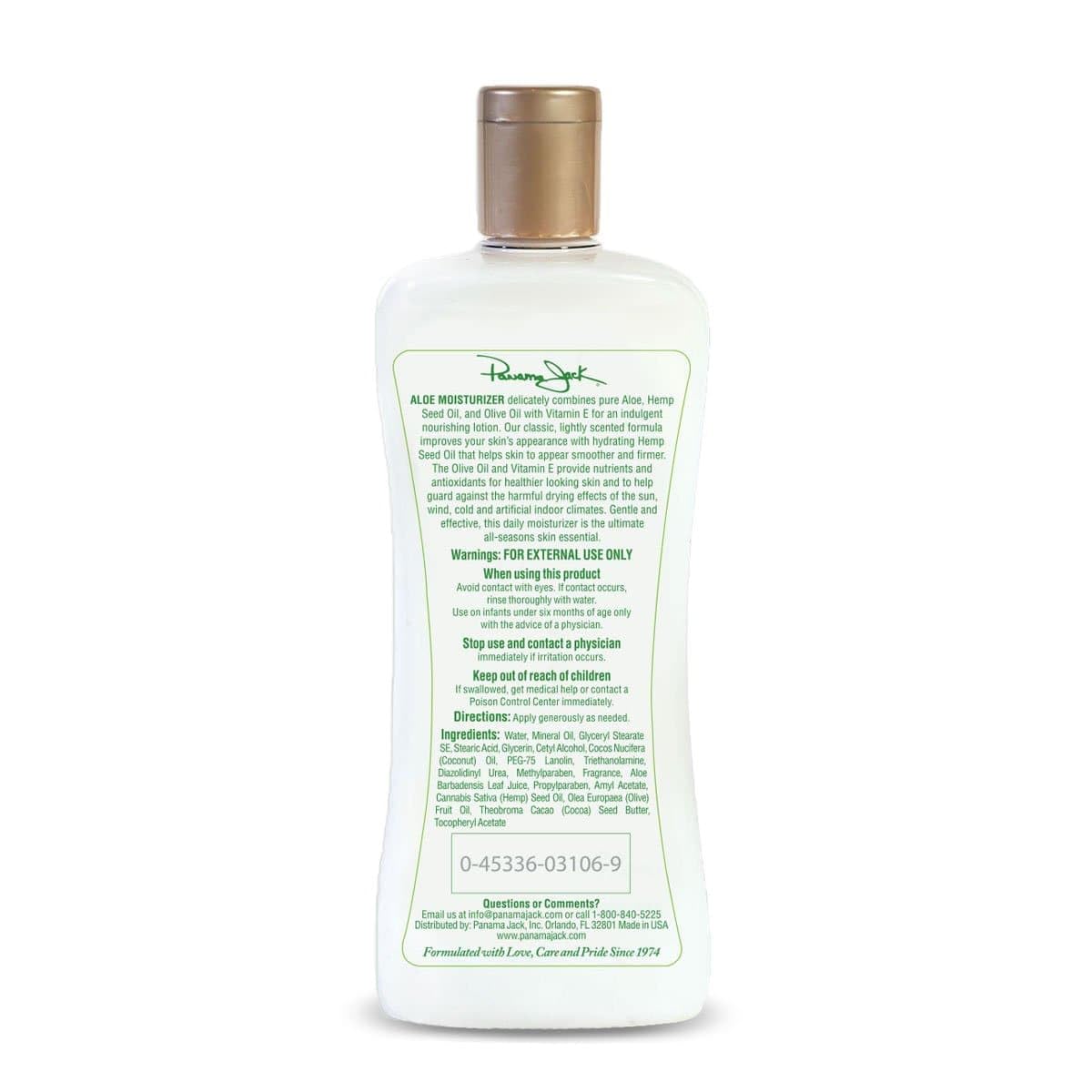 Panama Jack Aloe Moisturizer with olive oil and vitamin E.