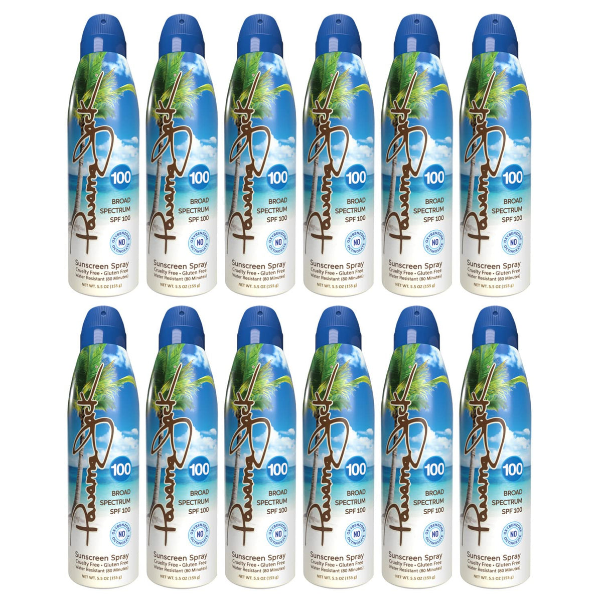 Panama Jack bottle with spray nozzle for quick, even coverage.