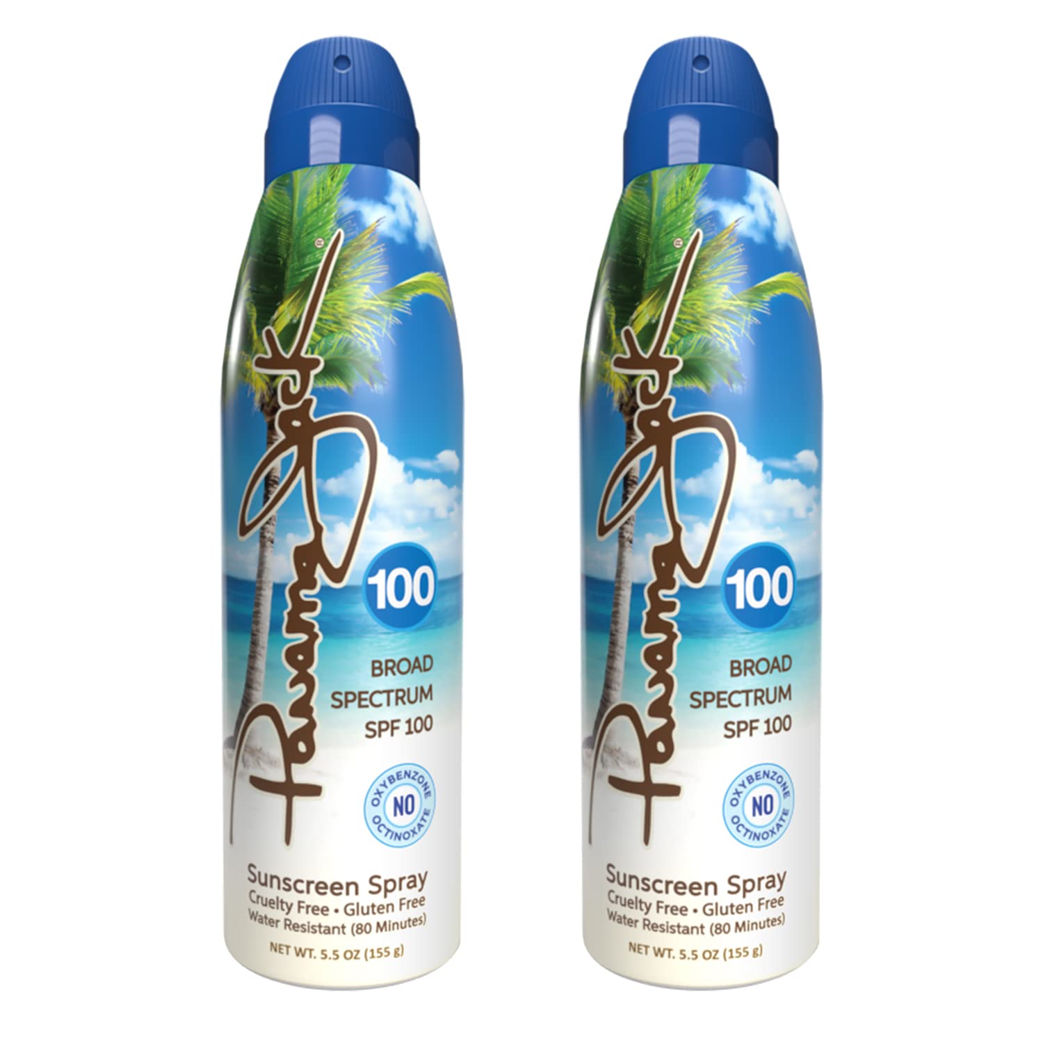 Panama Jack SPF 100 bottle ready for easy, even spray coverage