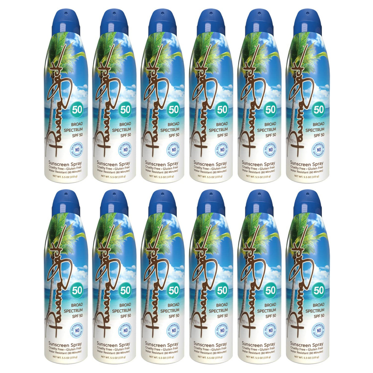 Panama Jack Continuous Spray Sunscreen SPF 50 bottle front view for quick protection