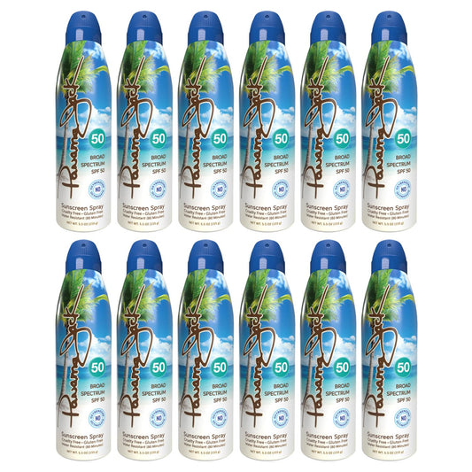 Panama Jack Continuous Spray Sunscreen SPF 50 bottle front view for quick protection