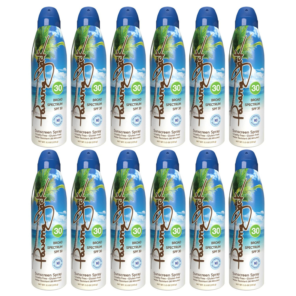 Panama Jack continuous spray sunscreen bottle for easy, even coverage outdoors.