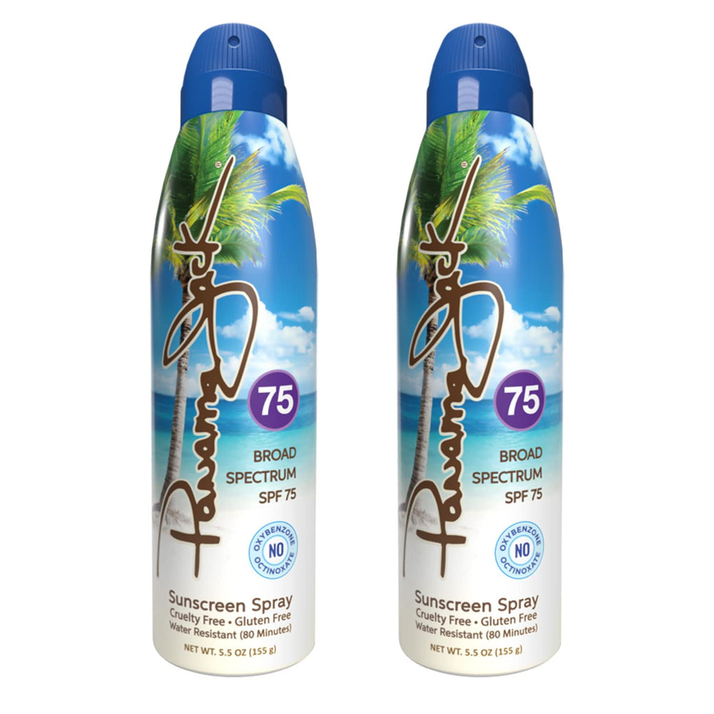Panama Jack continuous sunscreen spray SPF 75 for fast, even coverage