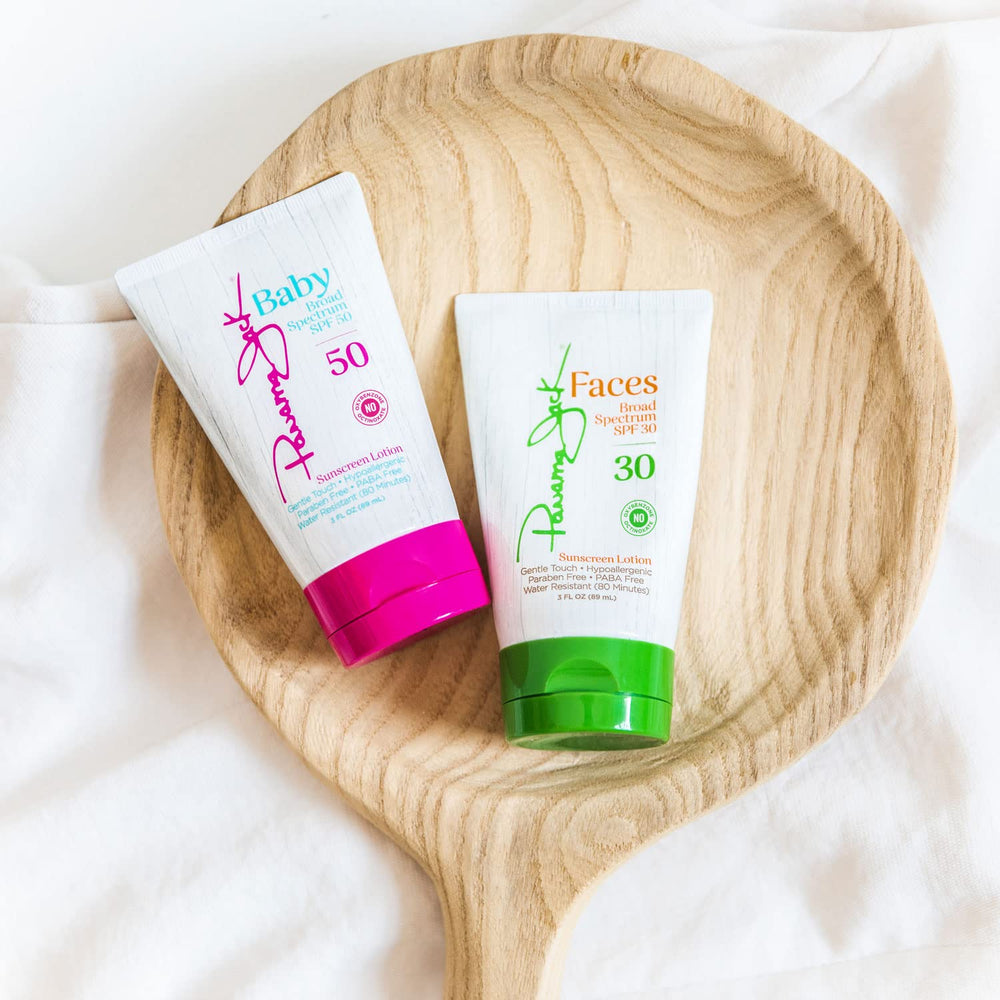 Panama Jack Faces sunscreen lotion 2-pack for convenient travel.