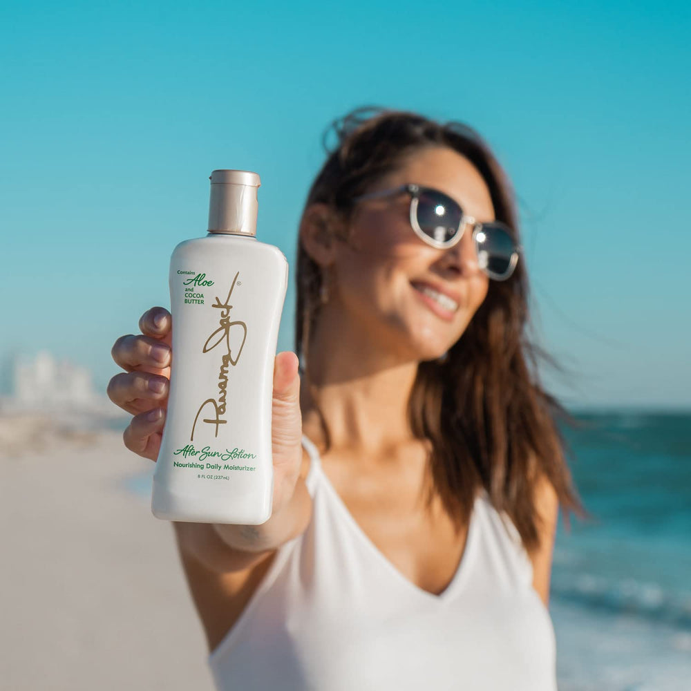 Panama Jack Moisturizer texture close-up, rich, creamy hydration for year-round use.