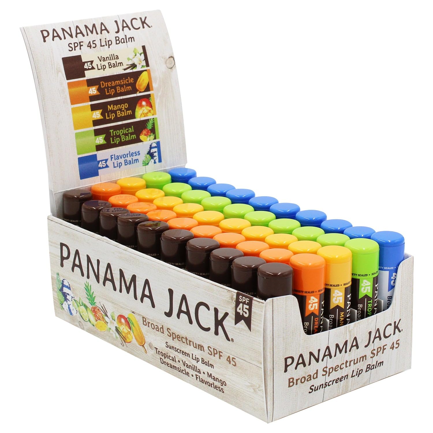 Panama Jack SPF 45 lip balm pack of 50 protects lips from sun and hydrates all day