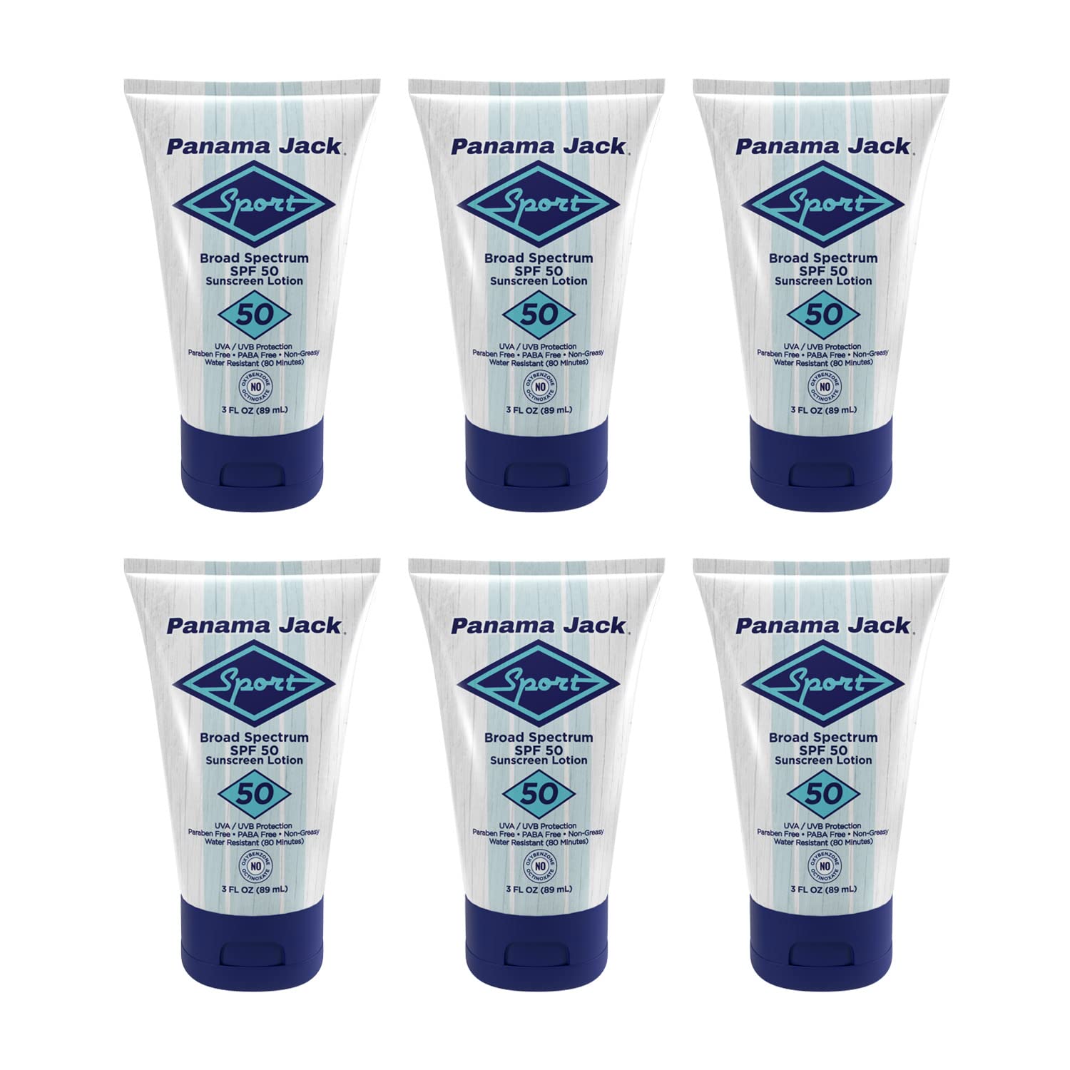 Panama Jack Sport Sunscreen Lotion bottle showing SPF 50 protection for active days