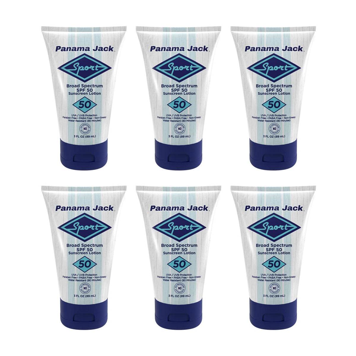 Panama Jack Sport Sunscreen Lotion bottle showing SPF 50 protection for active days