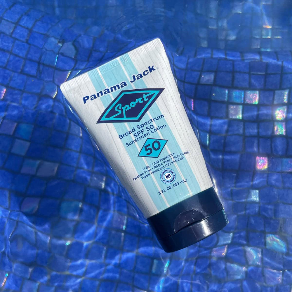 Panama Jack sunscreen texture appears non-greasy on skin
